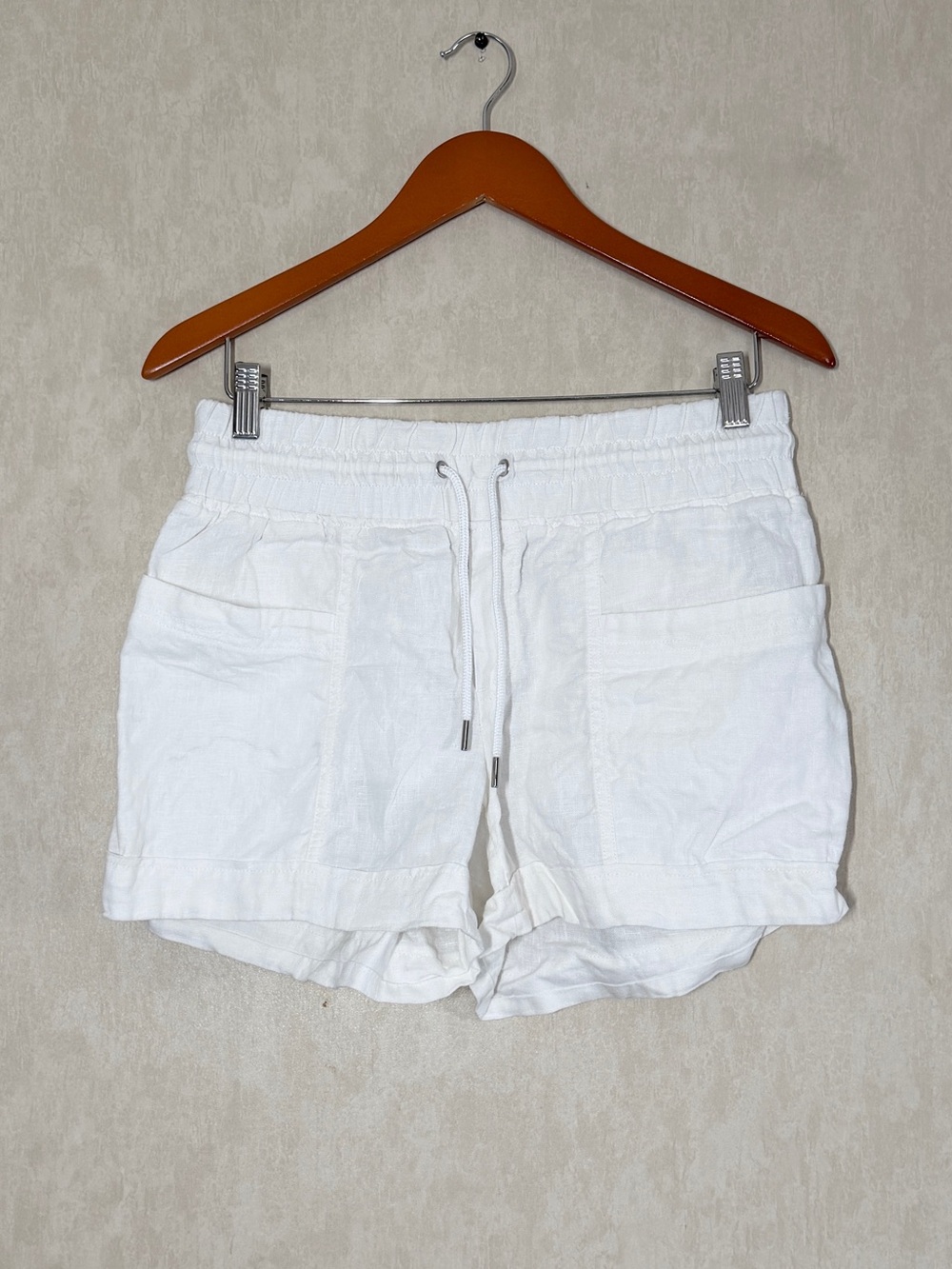 Athleta White Drawstring Linen-Blend Women’s Shorts - Picture 3 of 12